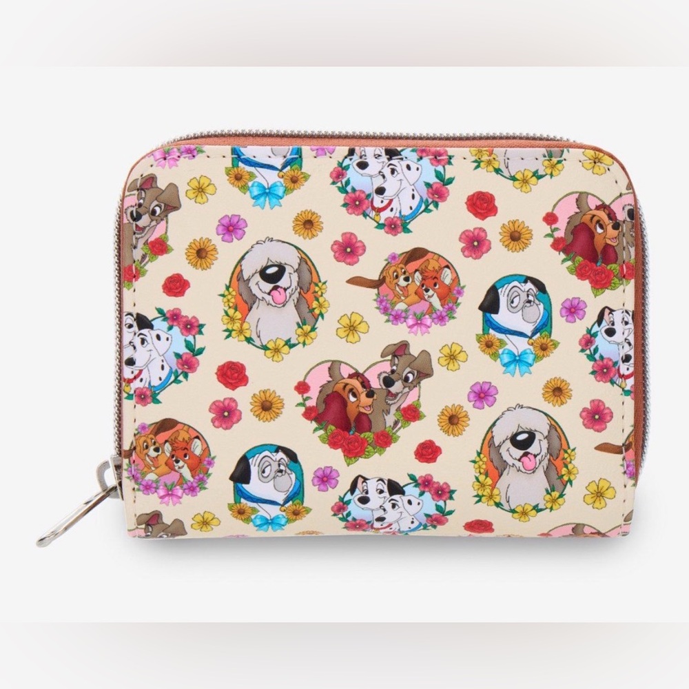 Loungefly Disney “Dogs” Cream Floral Zip Wallet- NWT - Picture 3 of 3